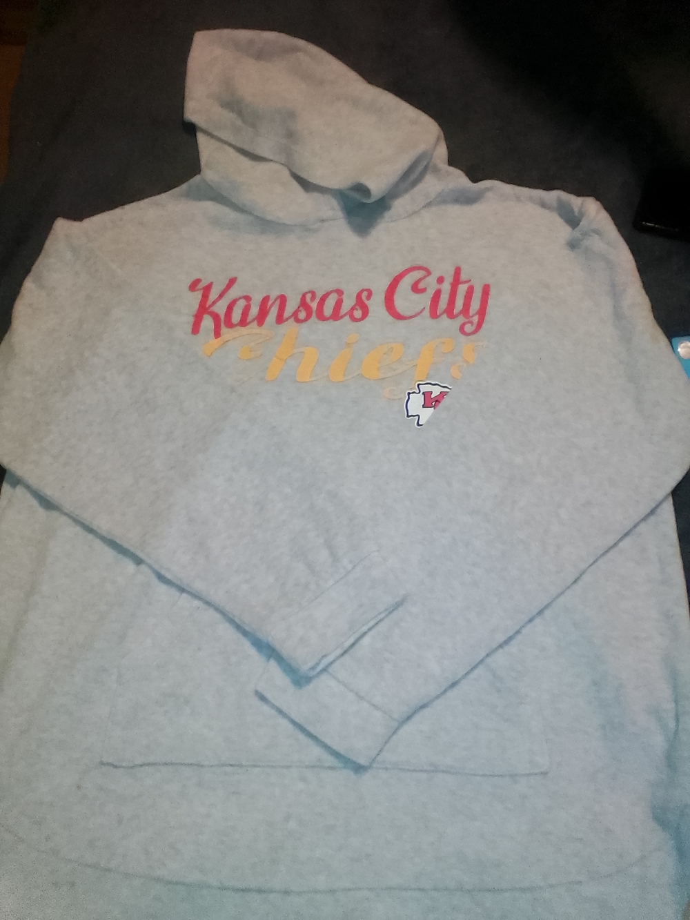 Kansas City Chiefs Gray Hoodie with Red & Gold Script